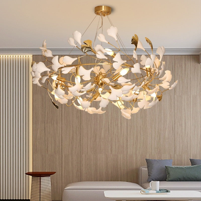 Designer Porcelain Leaves Pendant Light - Nature-Inspired Elegance