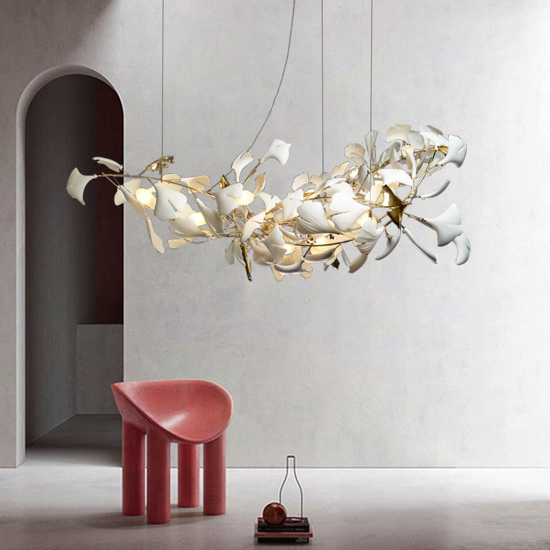 Designer Porcelain Leaves Pendant Light - Nature-Inspired Elegance