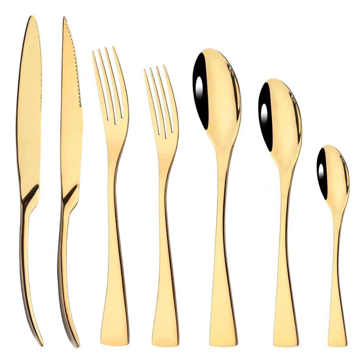 Elegant Curve Rose Gold Cutlery Set - Knife, Fork and Spoon Flatware