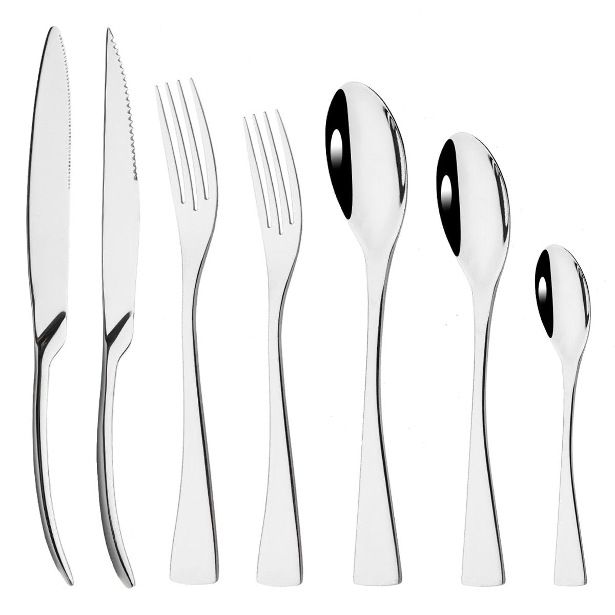 Elegant Curve Rose Gold Cutlery Set - Knife, Fork and Spoon Flatware
