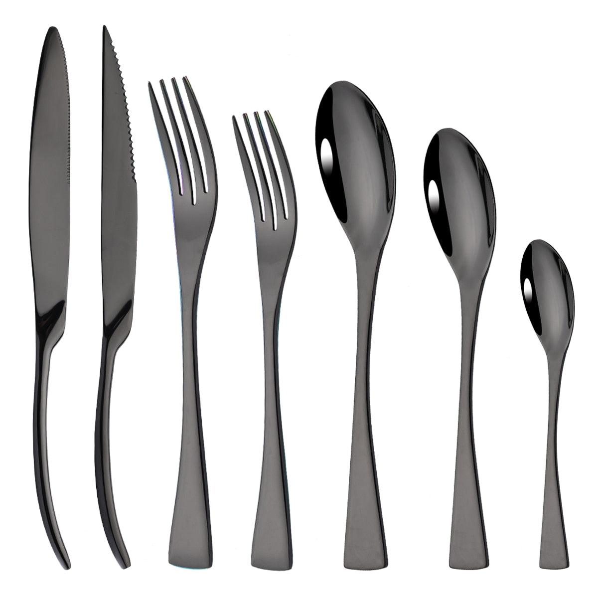 Elegant Curve Rose Gold Cutlery Set - Knife, Fork and Spoon Flatware