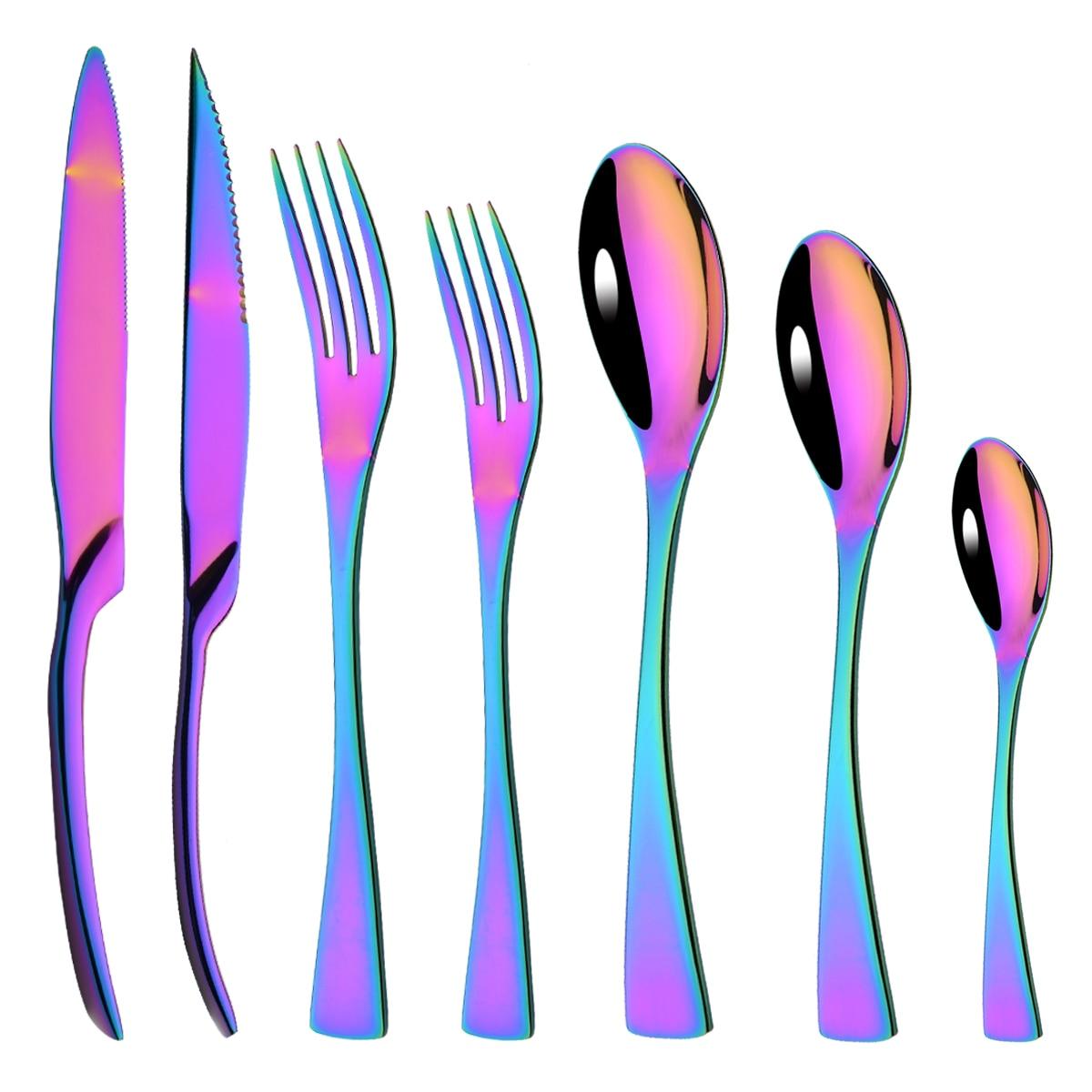 Elegant Curve Rose Gold Cutlery Set - Knife, Fork and Spoon Flatware