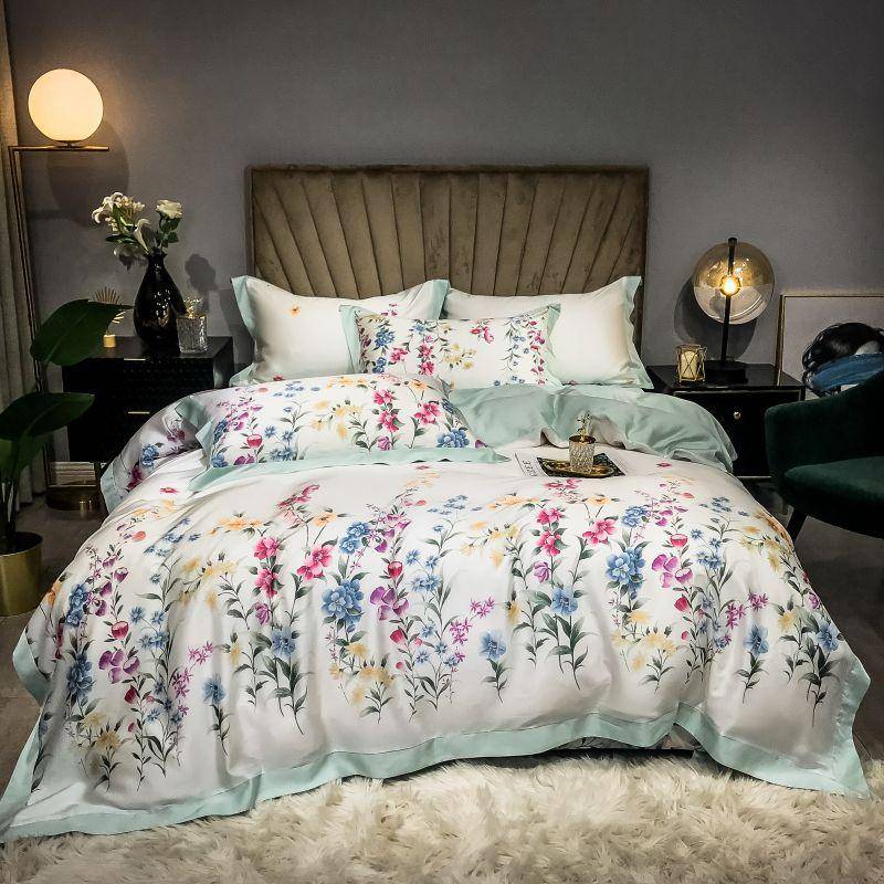 Elegant Garden Floral Bedding Set: Luxurious Tencel Material for Comfort