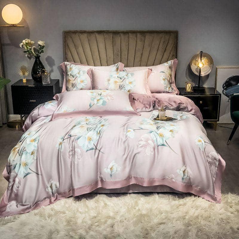 Elegant Garden Floral Bedding Set: Luxurious Tencel Material for Comfort