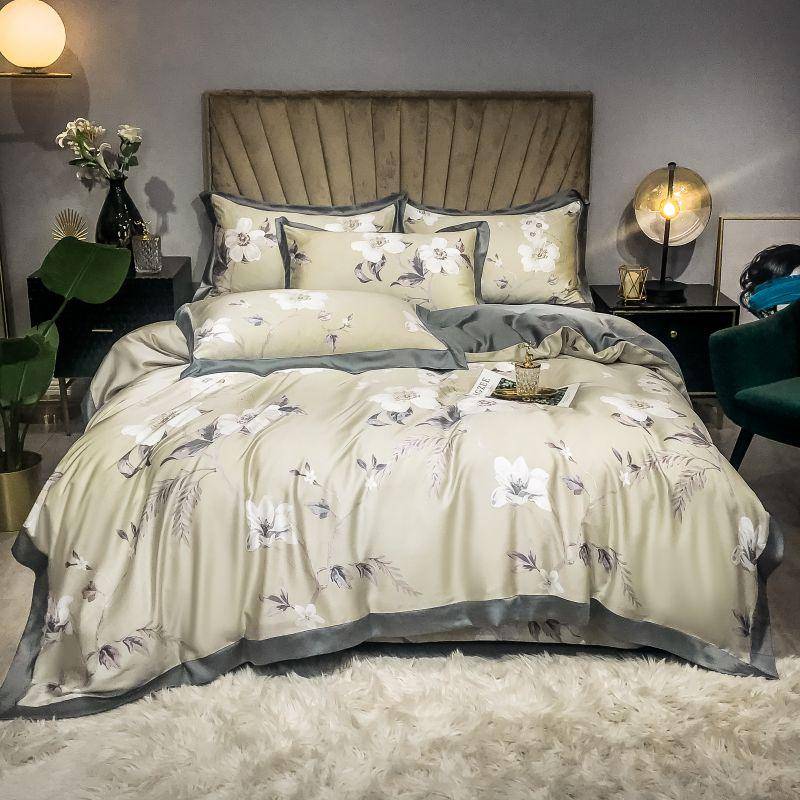 Elegant Garden Floral Bedding Set: Luxurious Tencel Material for Comfort