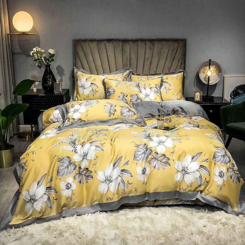 Elegant Garden Floral Bedding Set: Luxurious Tencel Material for Comfort