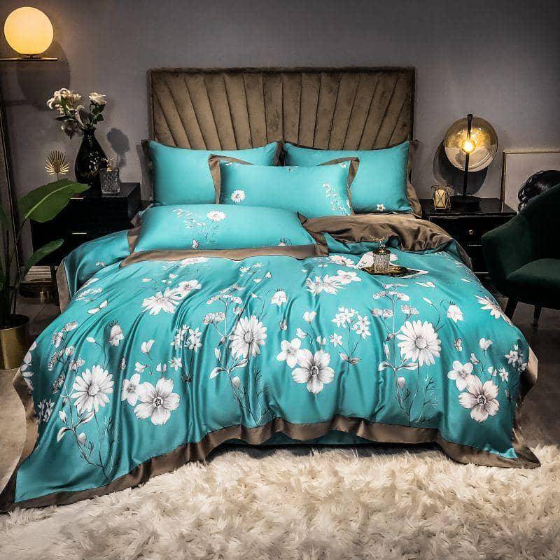 Elegant Garden Floral Bedding Set: Luxurious Tencel Material for Comfort
