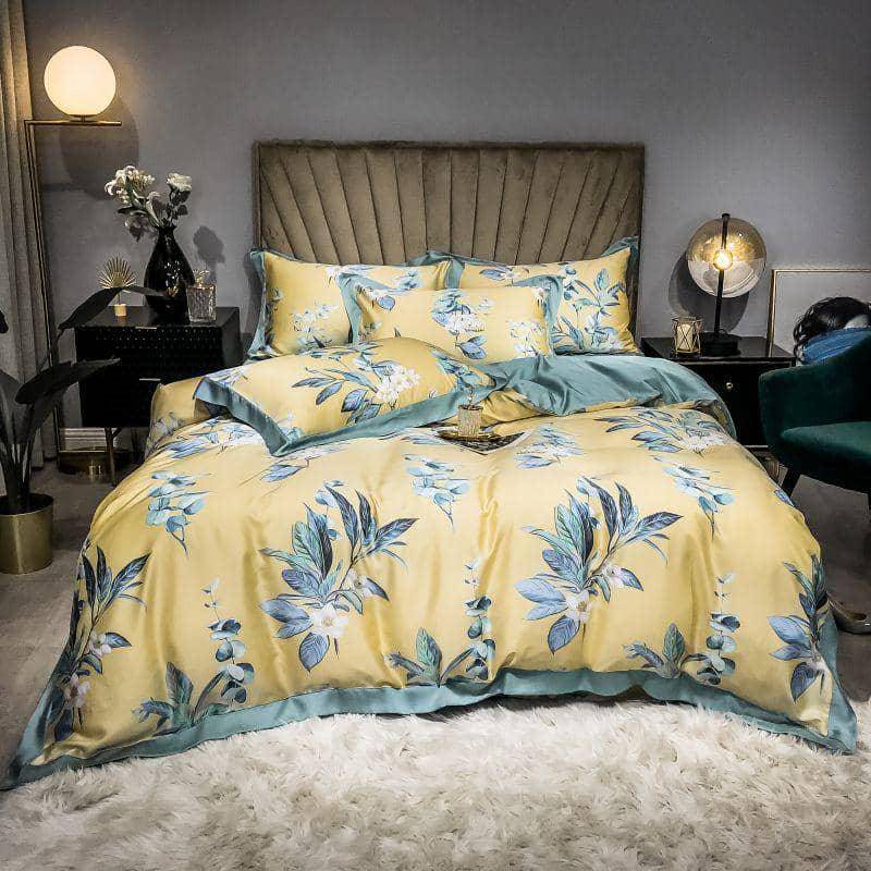 Elegant Garden Floral Bedding Set: Luxurious Tencel Material for Comfort