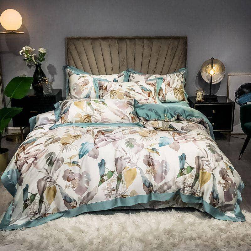 Elegant Garden Floral Bedding Set: Luxurious Tencel Material for Comfort