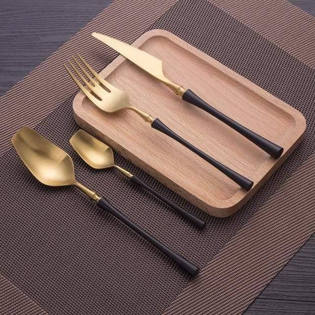 Elegant Luxury Gold Dining Cutlery Set - Fork, Knife, and Spoon Flatware
