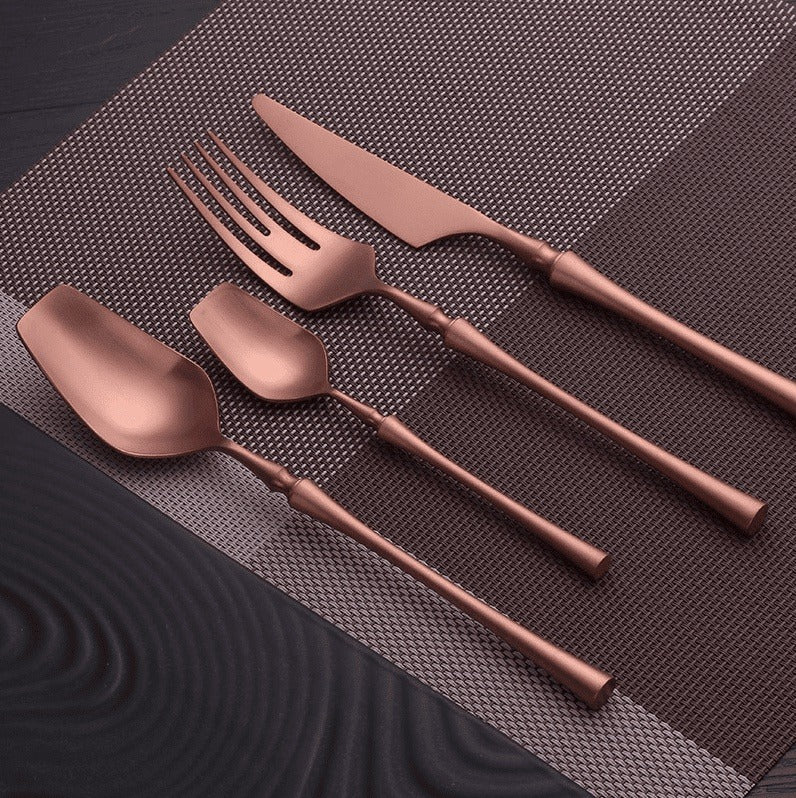 Elegant Luxury Gold Dining Cutlery Set - Fork, Knife, and Spoon Flatware