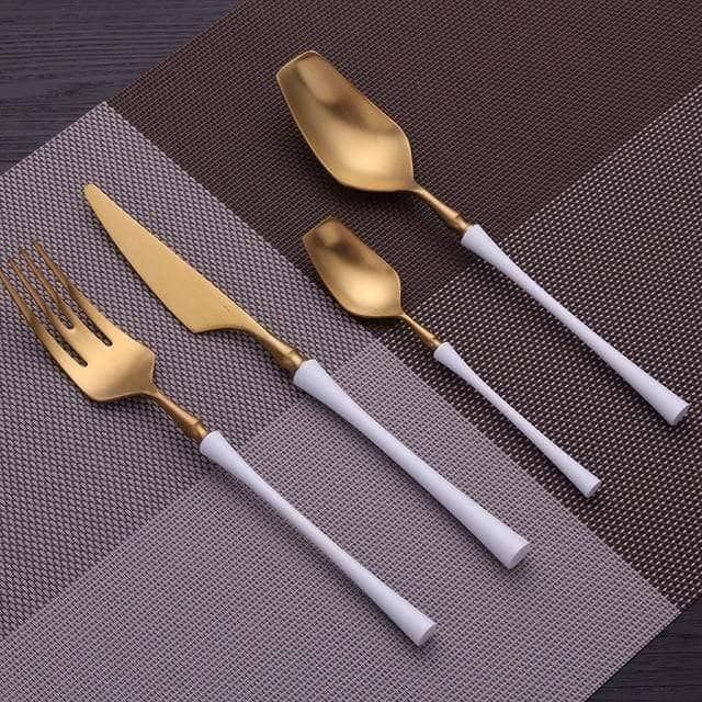 Elegant Luxury Gold Dining Cutlery Set - Fork, Knife, and Spoon Flatware