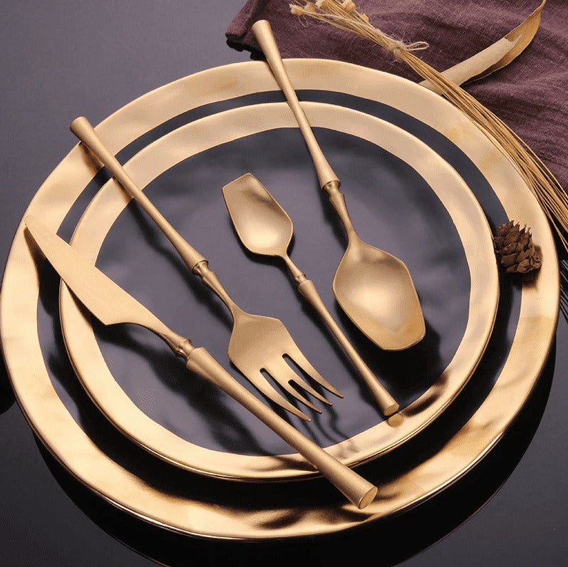 Elegant Luxury Gold Dining Cutlery Set - Fork, Knife, and Spoon Flatware