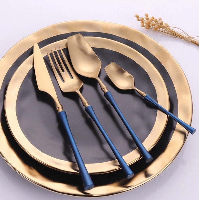 Elegant Luxury Gold Dining Cutlery Set - Fork, Knife, and Spoon Flatware