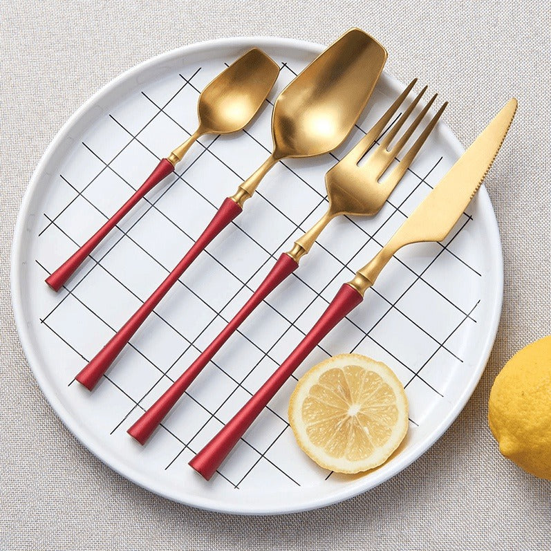 Elegant Luxury Gold Dining Cutlery Set - Fork, Knife, and Spoon Flatware