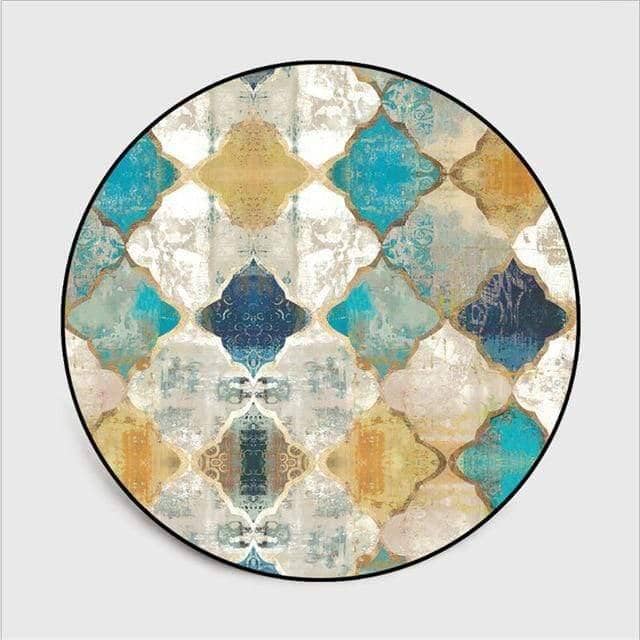 European Moroccan Style Round Area Rug - Vibrant and Bold Living Room Decor