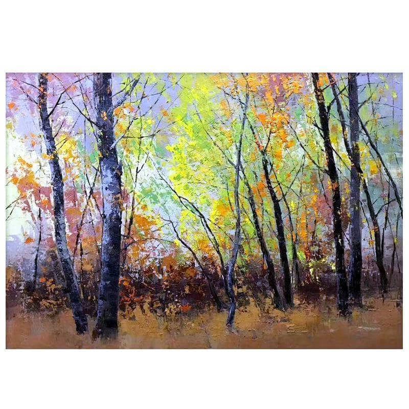Experience the Beauty of Fall with Autumn Forest Art Wall Poster - Hand-painted on Canvas