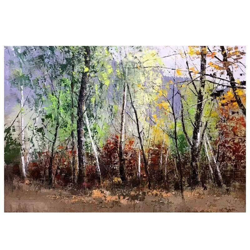 Experience the Beauty of Fall with Autumn Forest Art Wall Poster - Hand-painted on Canvas