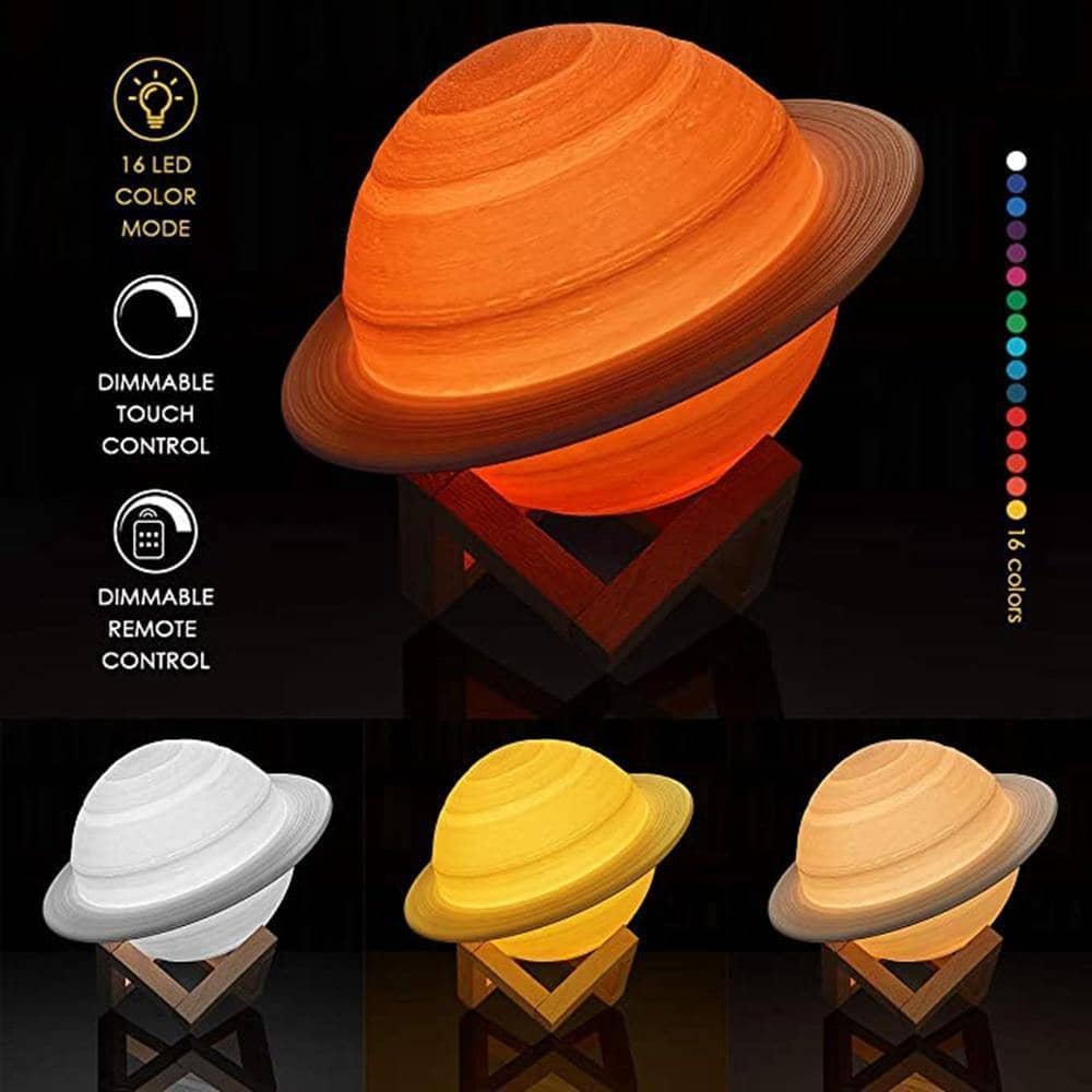 Explore the Galaxy with 3D Printed Saturn Lamp - LED Decor
