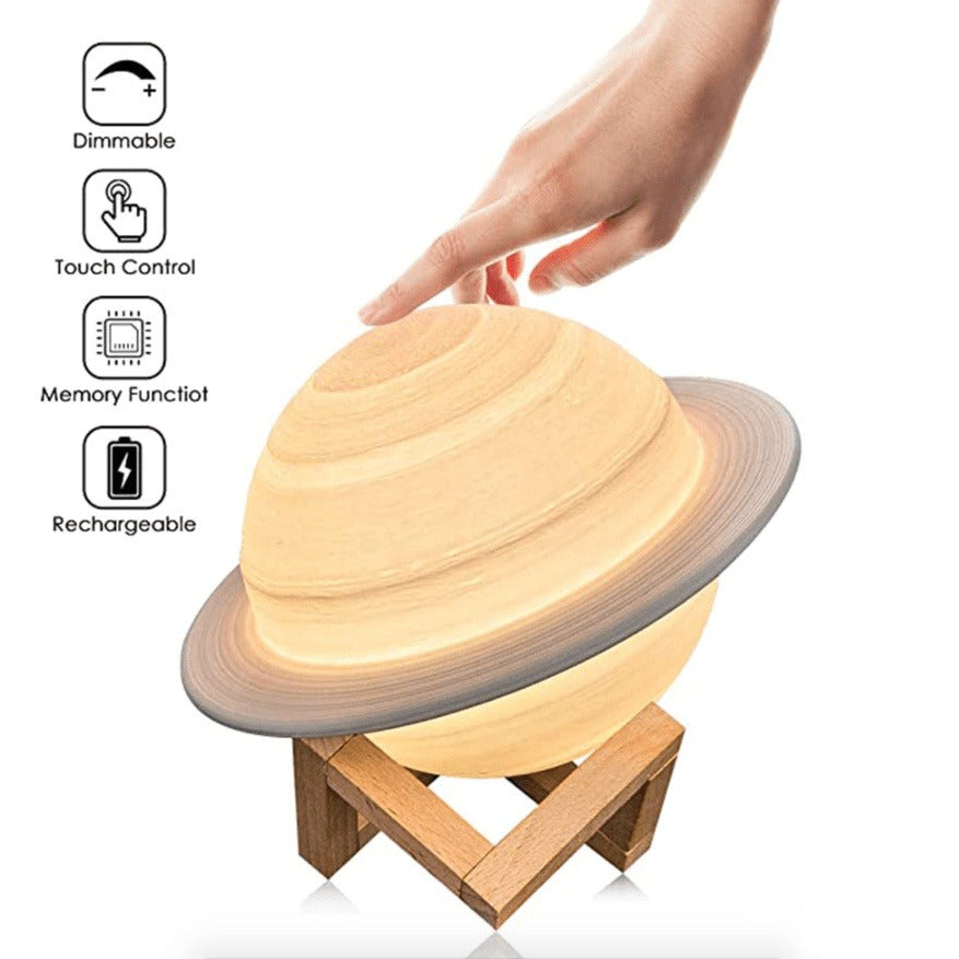 Explore the Galaxy with 3D Printed Saturn Lamp - LED Decor