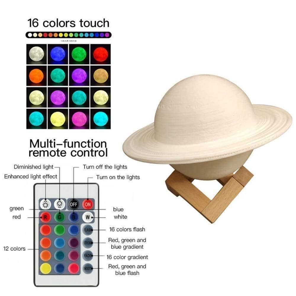 Explore the Galaxy with 3D Printed Saturn Lamp - LED Decor