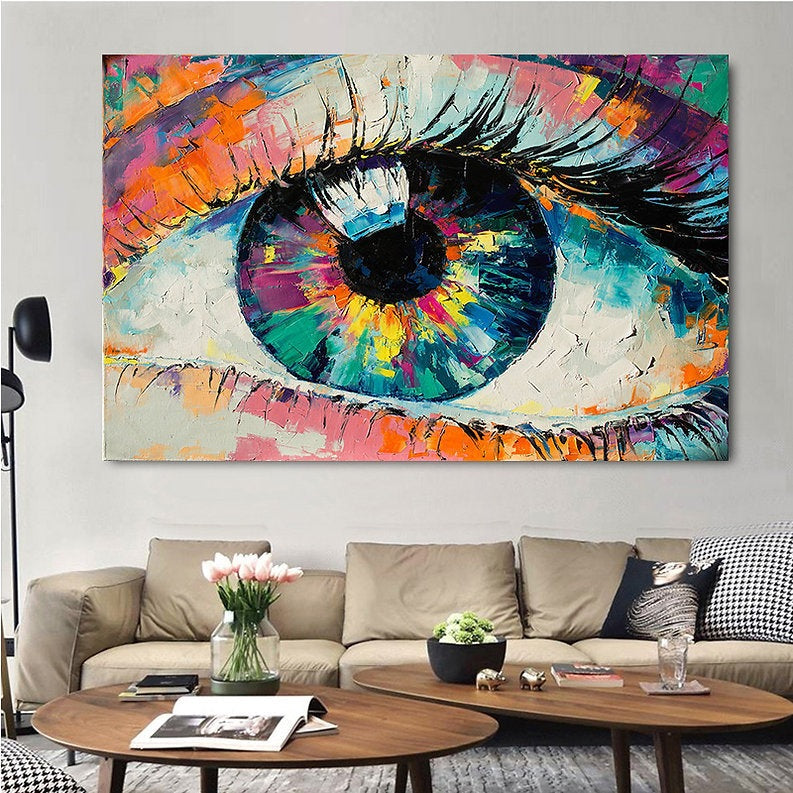 Eyes of Perception: Colorful Paint Eye Close-Up