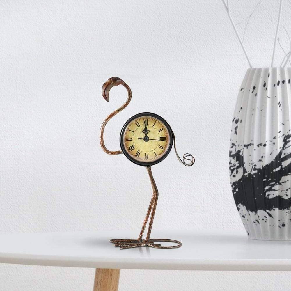 Flamingo Metal Art Decor Clock - Vintage & Whimsical Home Decoration