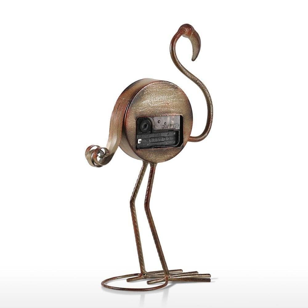 Flamingo Metal Art Decor Clock - Vintage & Whimsical Home Decoration