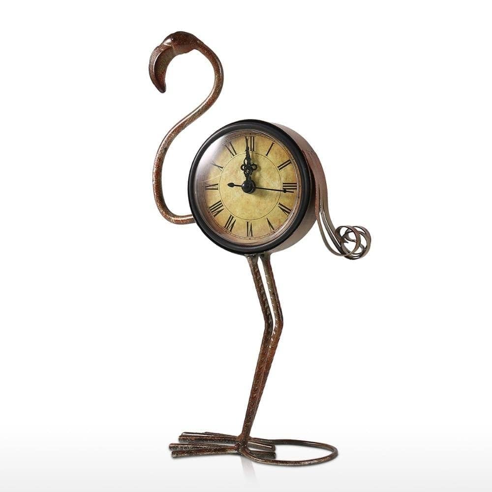 Flamingo Metal Art Decor Clock - Vintage & Whimsical Home Decoration