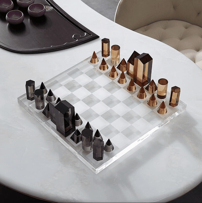 Geometric Crystal Chess Set: Elegant and Decorative Game Set