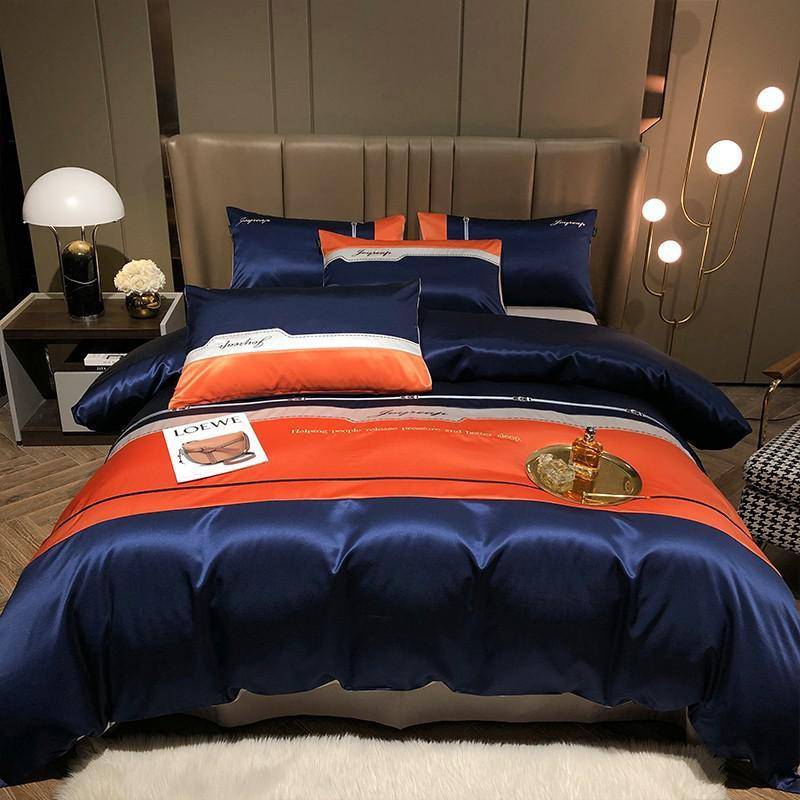 Geometric Patchwork Bedding Set: Comfortable Satin and Cotton Duvet Cover