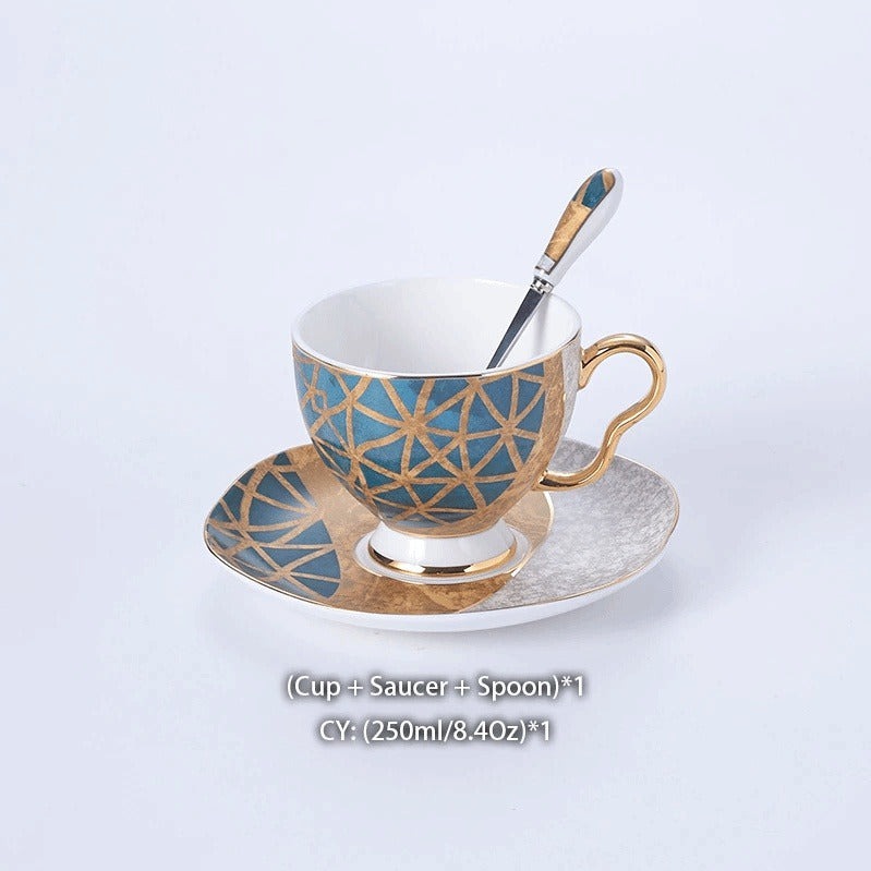 Gold Inlay Bone China Tea Set - Luxurious Elegance