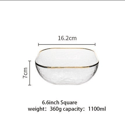 Golden Border Glass Bowl Set: Versatile and Elegant Dining Collection