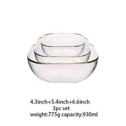 Golden Border Glass Bowl Set: Versatile and Elegant Dining Collection