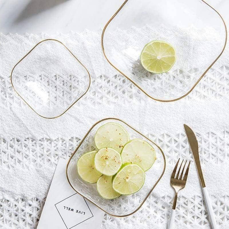 Golden Border Glass Bowl Set: Versatile and Elegant Dining Collection