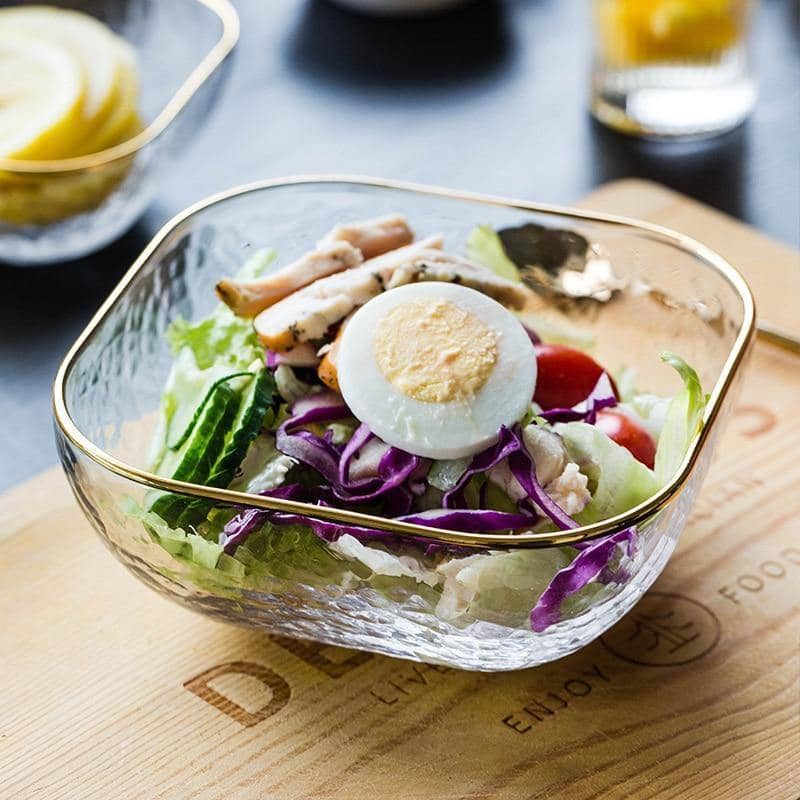 Golden Border Glass Bowl Set: Versatile and Elegant Dining Collection