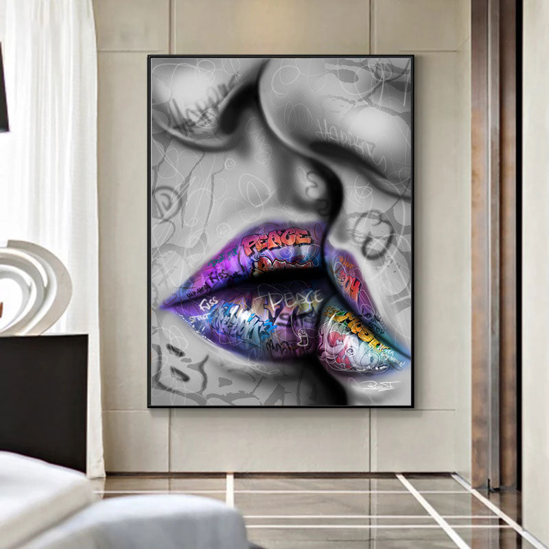 Graffiti Love: Lips with Love and Peace