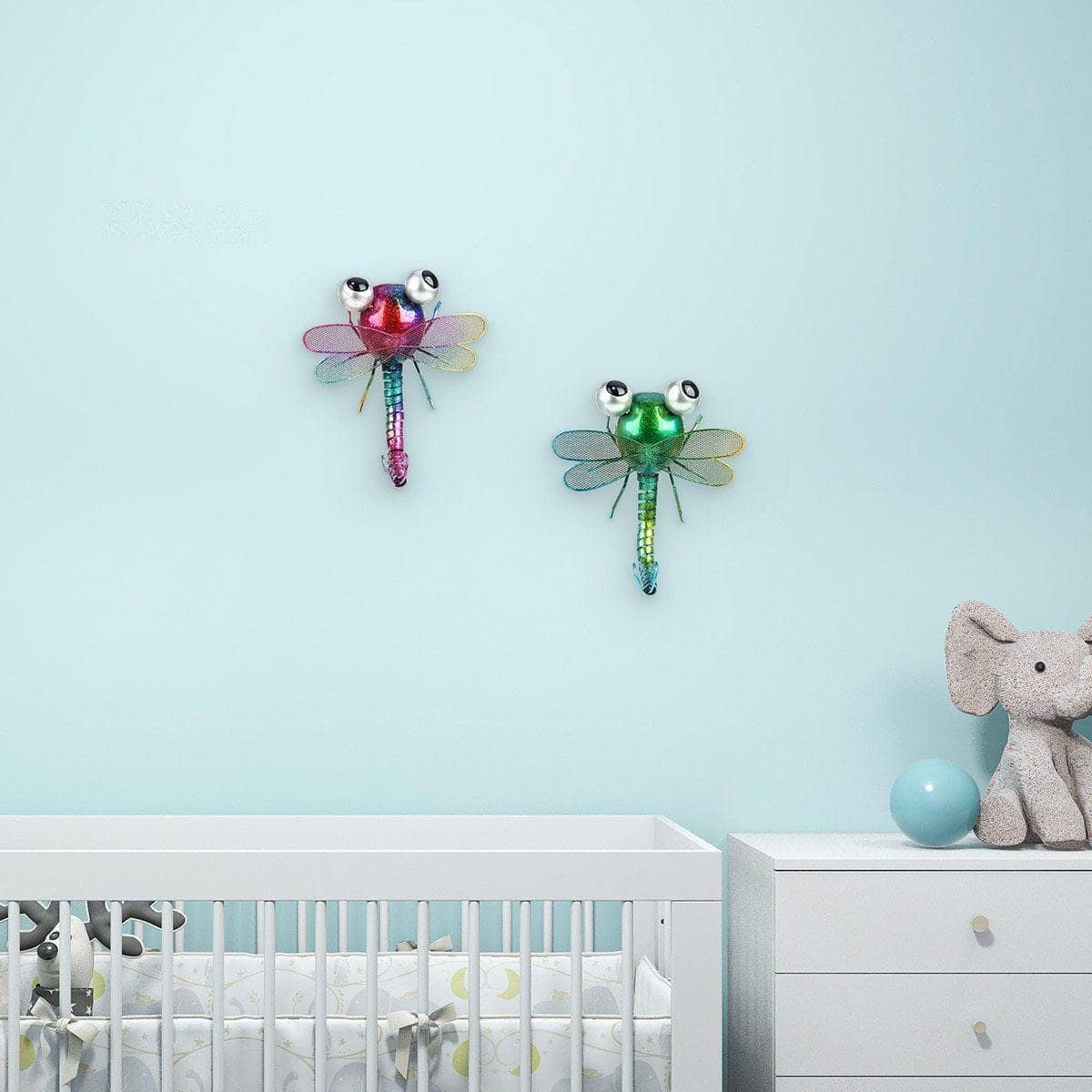 Iron Dragonfly Wall Decoration - Cartoon-Inspired & Playful