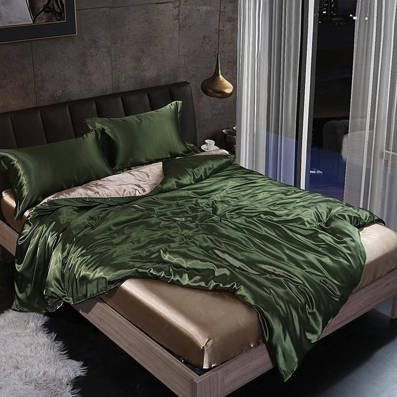 Leopard Silky Satin Duvet Cover Comforter 4Pcs Bedding Set
