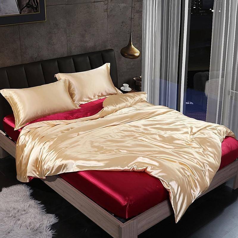 Leopard Silky Satin Duvet Cover Comforter 4Pcs Bedding Set