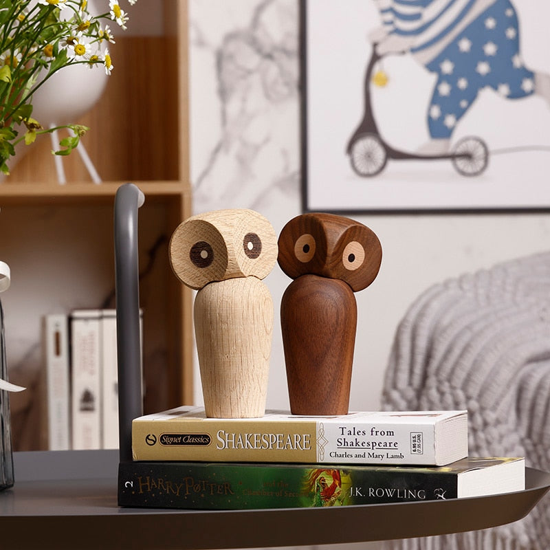 Lovely Owl Animal Wooden Figurines - Nordic Home Decor