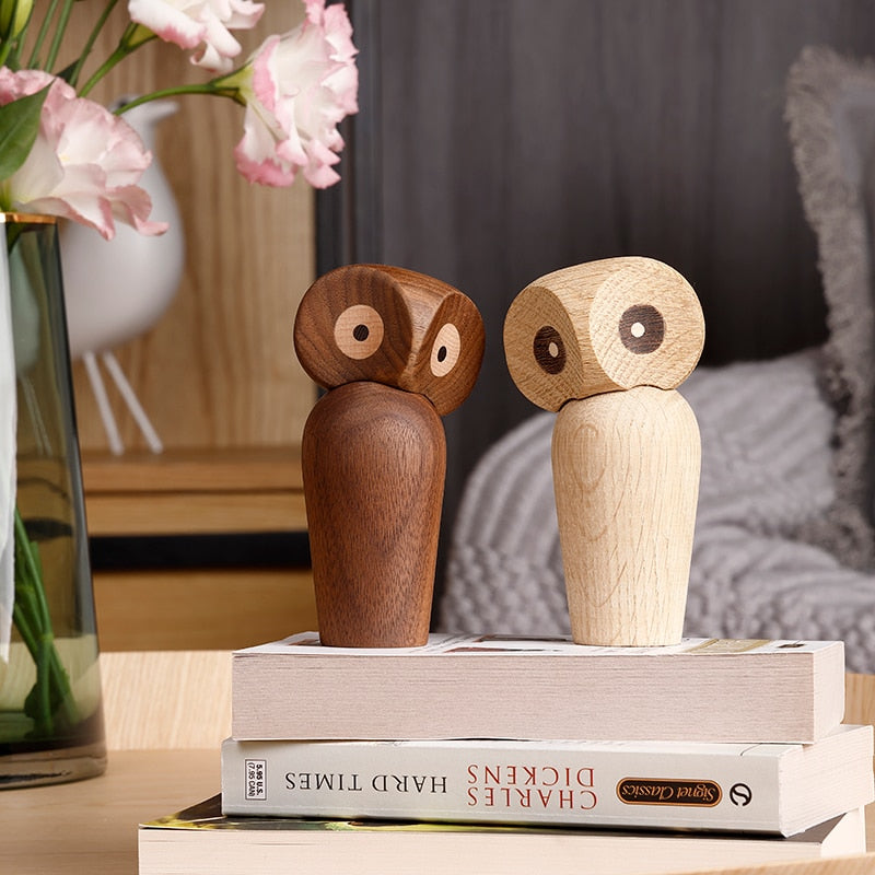 Lovely Owl Animal Wooden Figurines - Nordic Home Decor