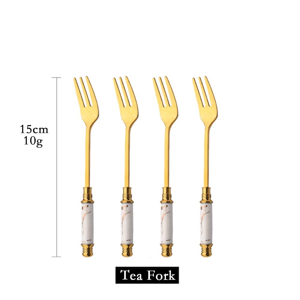 Luxurious Marble & Gold Dining Cutlery Set: Dine in Style