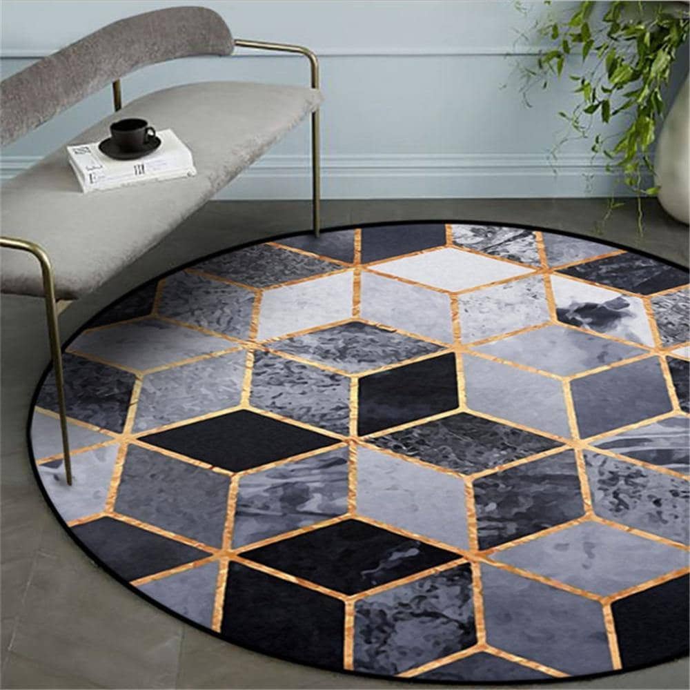 Nordic Black & Gold Area Rug - Stylish Living Room Decor