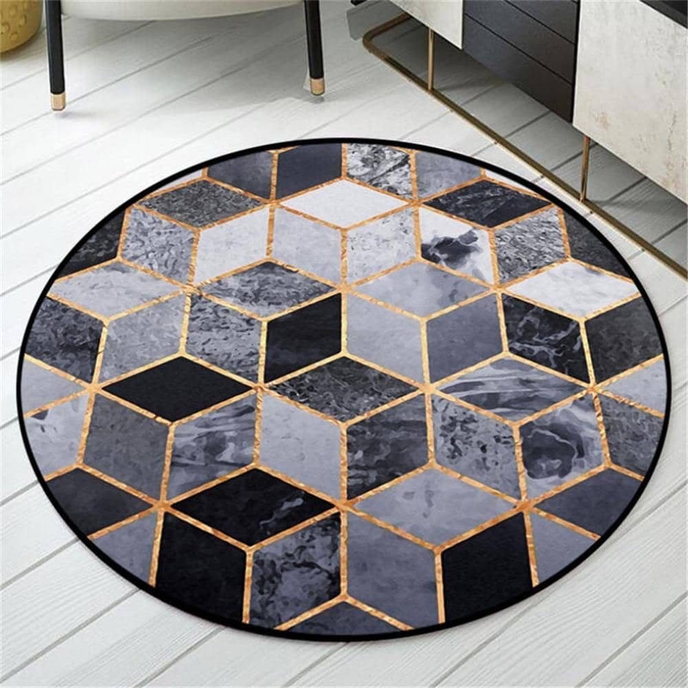 Nordic Black & Gold Area Rug - Stylish Living Room Decor
