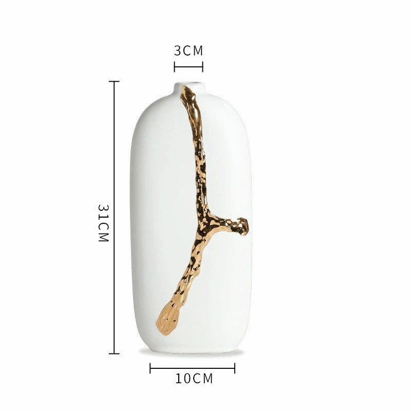 Nordic Ceramic Flower Vase - Elegant Gold Plated Decor