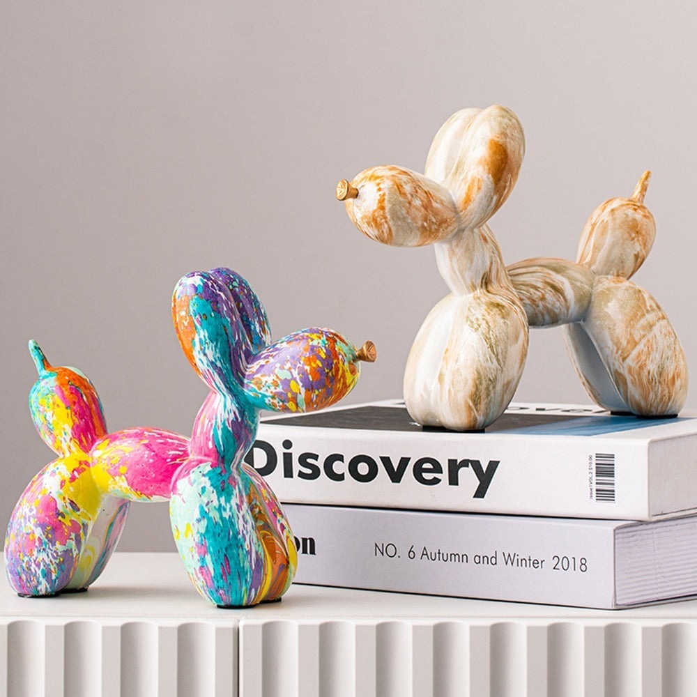 Nordic Colourful Balloon Dog Resin Statue - Whimsical Home Ornament