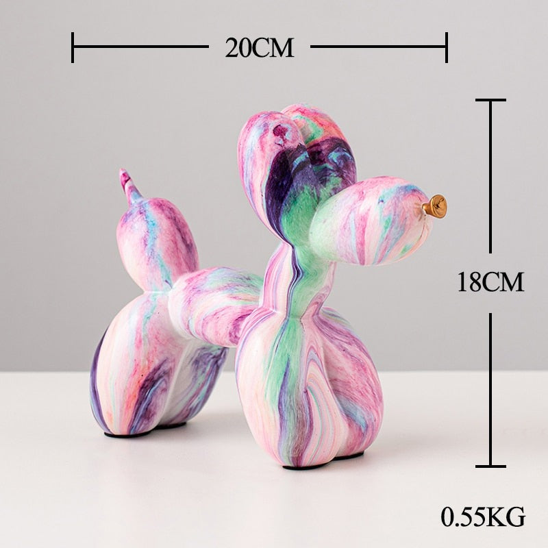 Nordic Colourful Balloon Dog Resin Statue - Whimsical Home Ornament