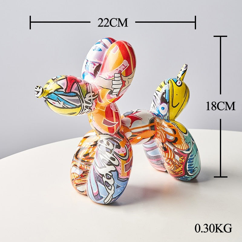 Nordic Colourful Balloon Dog Resin Statue - Whimsical Home Ornament