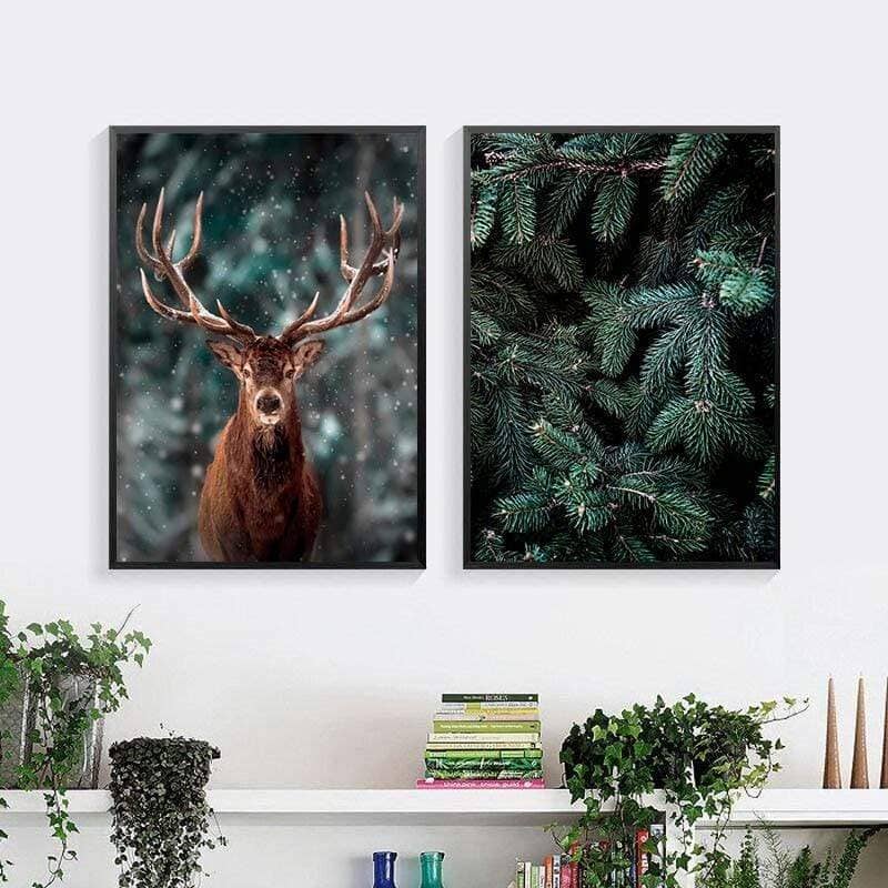 Nordic Foggy Forest Deer - Moody